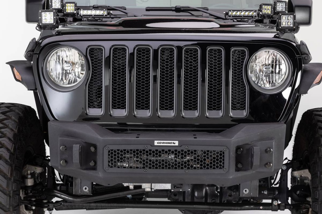Defensa Delantera Bumper Rockline Stubby Winch Wrangler JL/JLU/Gladiator/JT 18-24 (3 y 5 Puertas) Go Rhino
