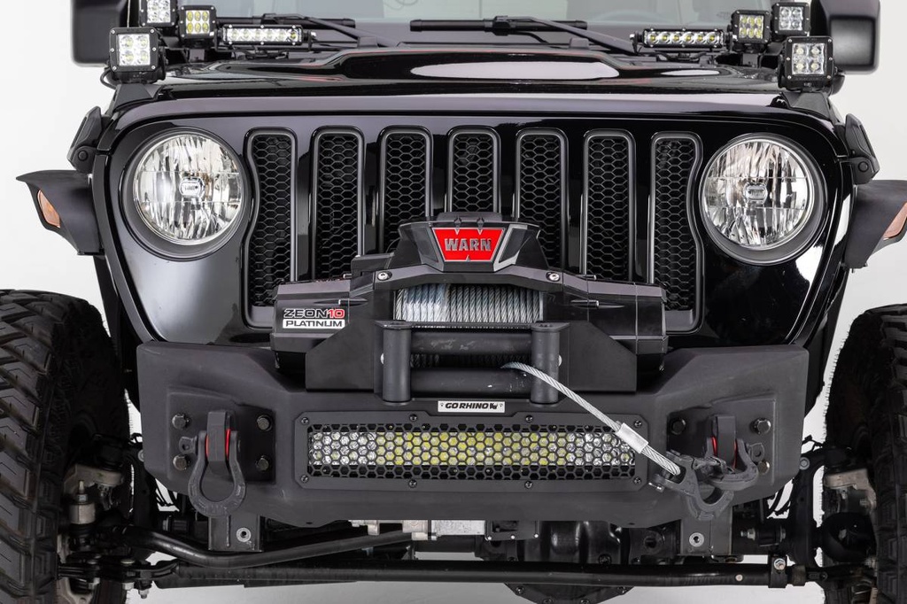 Defensa Delantera Bumper Rockline Stubby Winch Wrangler JL/JLU/Gladiator/JT 18-24 (3 y 5 Puertas) Go Rhino