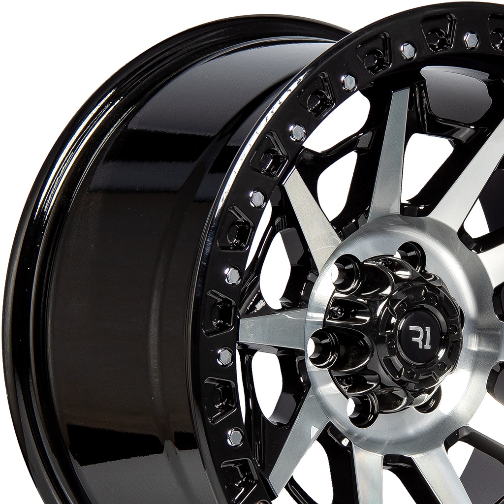 Rin 17 "X9 " 6x114.3 R1 SPORT QC1261 BLACK MACHINE FACE+CHROME RIVERS 0 66.1