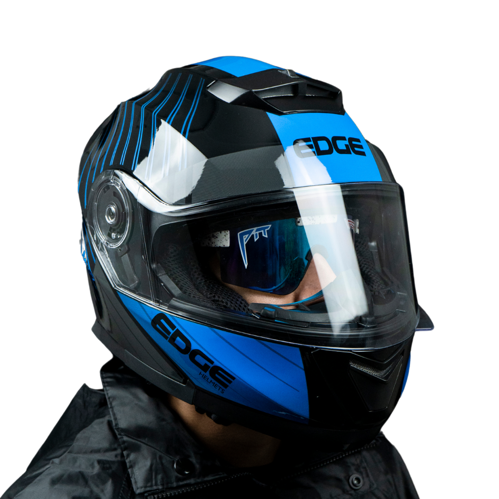 CASCO ABATIBLE JET 2 MX 7 NEGRO AZUL BRILLANTE L