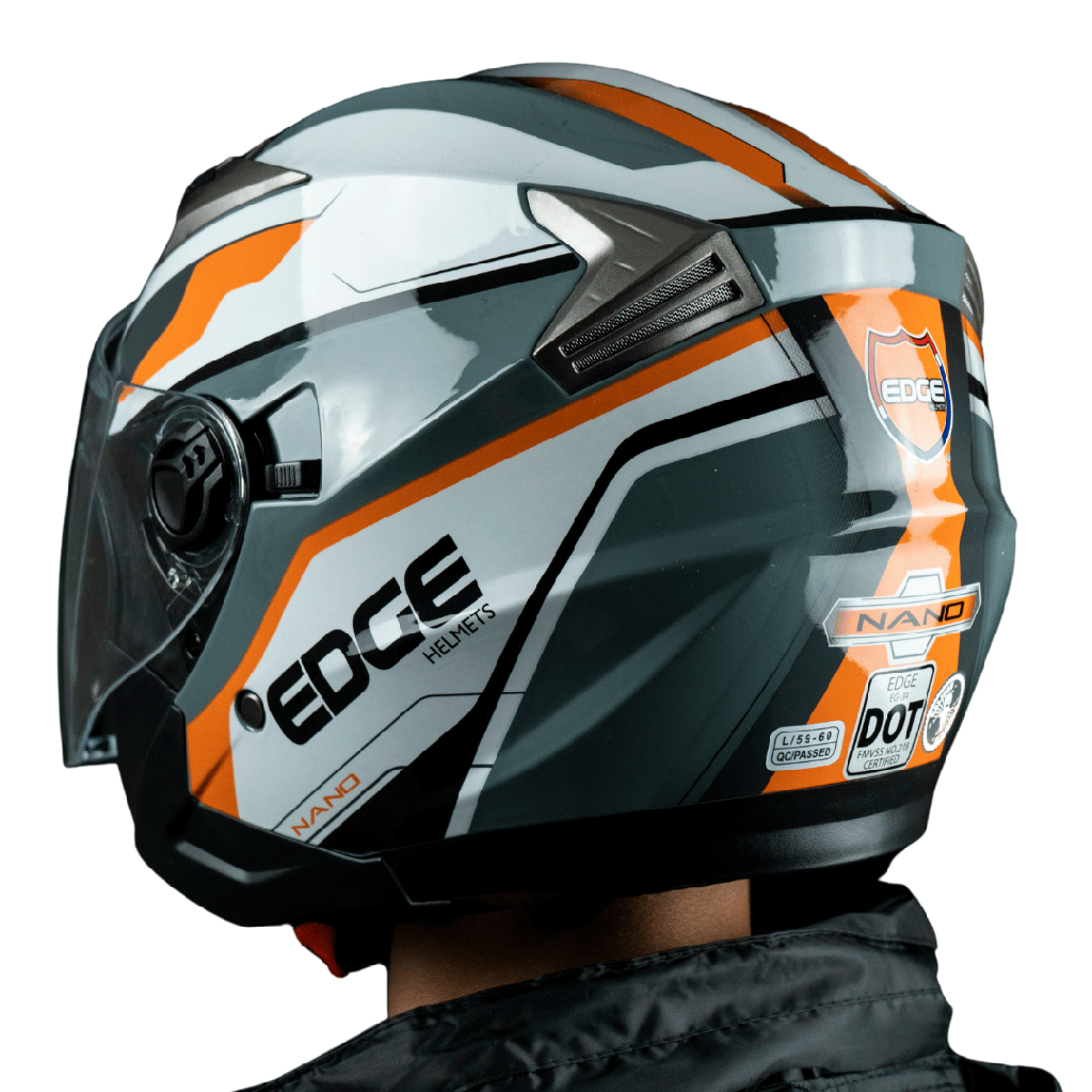 CASCO JAGUAR SEMI INTEGRAL NANO NEGRO NARANJA BRILLANTE L