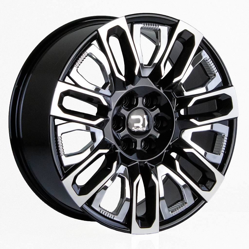 Rin 22 9 6X139.7 R1 7116 Black Machine Face Insert Chrome ET28 CB78.1