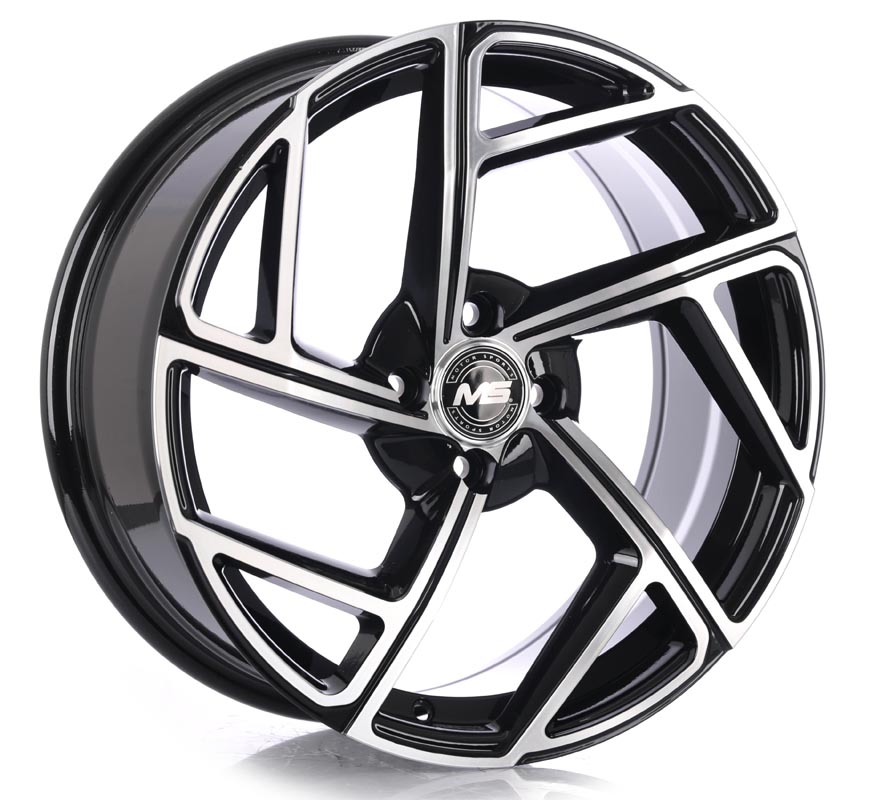 Rin 17 7.5 4X100 Ms FBX115 BLACK MACHINE FACE ET35 CB57.1