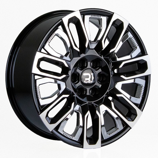 [226139.7R17116BMFIC2878.1] Rin 22 9 6X139.7 R1 7116 Black Machine Face Insert Chrome ET28 CB78.1