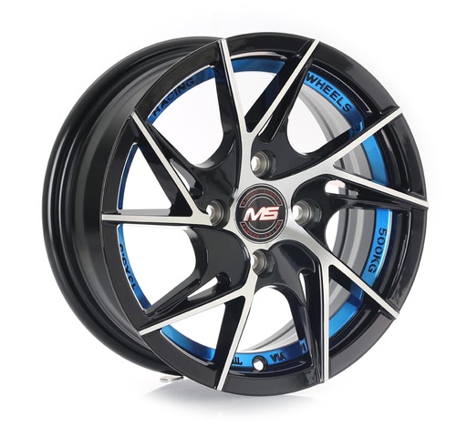 [1341005.5MS1430BMFIBLET3067.1] Rin 13 5.5 4X100 Ms 1430 BLACK MACHINE FACE+INNER BLUE LINE ET30 CB67.1