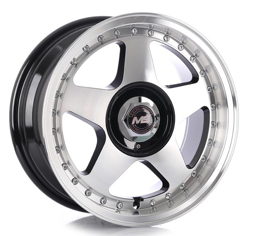 [154100/114.37MS1060BMFCRET2573.1] Rin 15 7 4x100/114.3 Ms 1060 BLACK MACHINE FACE CHROME RIVETS ET25 CB73.1