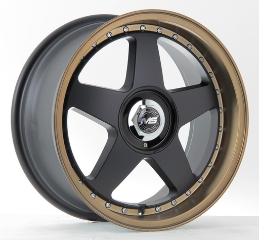 [174100/114.38MS1060BMFCRET2573.1] Rin 17 8 4x100/114.3 Ms 1060 BLACK MACHINE FACE CHROME RIVETS ET25 CB73.1
