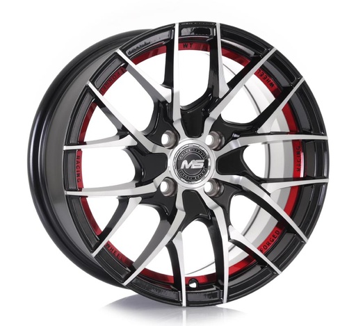 [1341005.5MSE-077SBMFRLET3567.1] Rin 13 5.5 4X100 Ms E-077S Black Machine Face+Red Line ET35 CB67.1