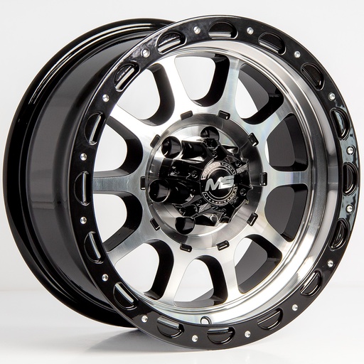 [156139.77MS1855BMFCRET-566.1] Rin 15 7 6X139.7 Ms 1855 BLACK MACHINE FACE+CHROME RIVETS ET-5 CB66.1
