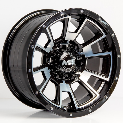 [156114.38MS6087BMFCRET066.1] Rin 15 8 6X114.3 Ms 6087  BLACK MACHINE FACE+CHROME RIVETS ET0 CB66.1