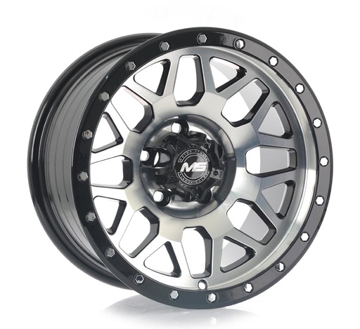 [156114.38MSLGS39BMFCRET066.1] Rin 15 8 6X114.3 Ms LGS39 BLACK MACHINE FACE+CHROME RIVETS ET0 CB66.1