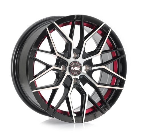 [144100MS1433BMFIRLET3567.1] Rin 14 6 4X100 Ms 1433 BLACK MACHINE FACE+INNER RED LINE ET35 CB67.1