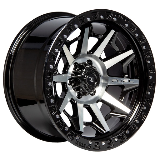 [176114.3R1QC1261BLACKMACHINEFACE+CHROMERIVERS066.1] Rin 17 "X9 " 6x114.3 R1 SPORT QC1261 BLACK MACHINE FACE+CHROME RIVERS 0 66.1